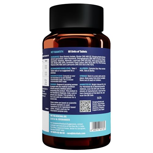 Image of hk vitals DHT Blocker with Biotin (60 Tablets) | Stinging Nettle and Soya Protein | Helps Reduce Hair Fall, Stimulates Hair Growth