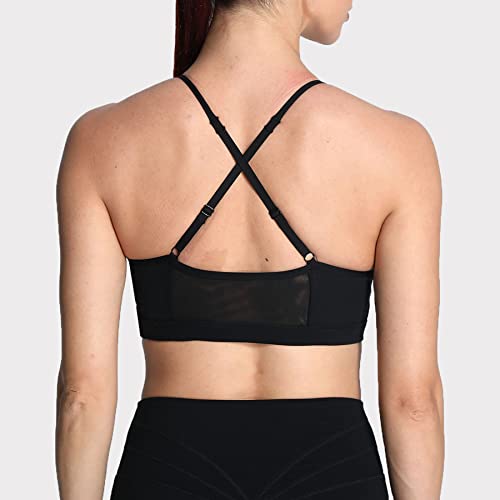 Aoxjox Sports Bras For Women Workout Fitness Ruched Training Baddie Cross Back Yoga Crop Tank Top (Black, Medium) #TOP3