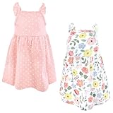 Hudson Baby Infant Girls Cotton Dresses, Pastel Modern Botanical, 0-3 Months