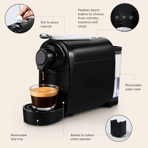 Image of Original 1400W Capsule Coffee Machine with Frother | Perfect espresso shots for Cappuccino, Latte and Americano | 3 Coffee Shot options - Ristretto, Espresso, Lungo