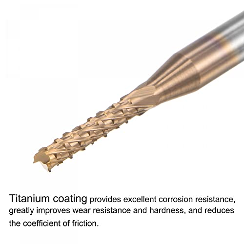 Image of uxcell End Mill CNC Router Bits, 1 /8 inch 3.175mm Shank 1.8mm x 9mm Titanium Coated Tungsten Carbide Engraving Milling Cutter for PCB Plastic Fiber Wood 2pcs