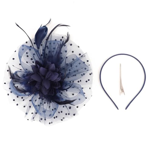 Image of DRESHOW Fascinators Hat Feather Headband Women's Fascinators Tea Party Headwear with Clip Flower Head Band for Girls & Women