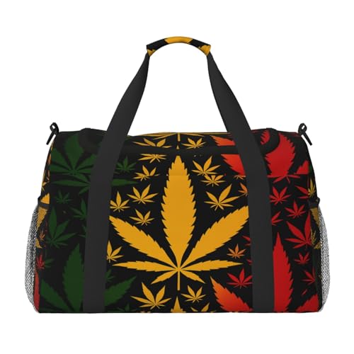 40l Gym Travel Duffel Bag Rasta Leaf Cannabis Tropical Carry-On Workout Overnight Backpack