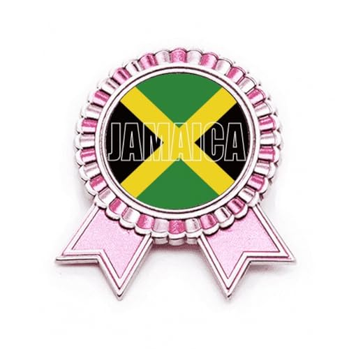 Broche drapeau Jamaïque rose métal M badge pin's caraïbes