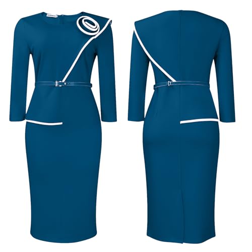 Image of Wear to Work Dress for Women Business Casual Bodycon Midi Dress Elegance Church Outfits
