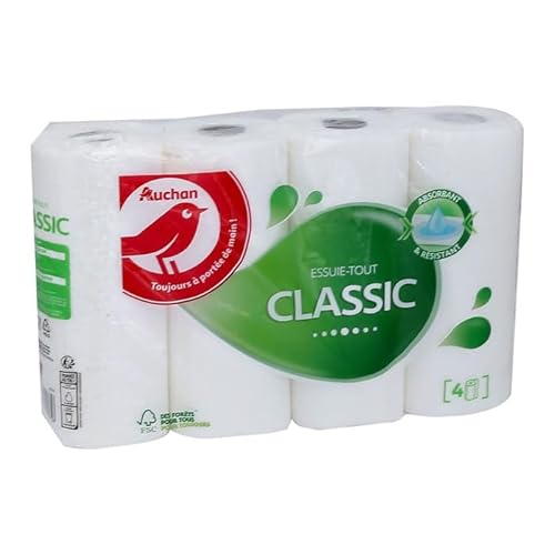 AUCHAN Essuie-tout classique 4 rouleaux