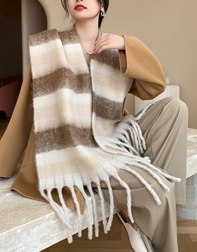 Wander Agio Winter Women Warm Scarf Long Shawl Large Scarves Cold Weather Thicker Blanket Wrap Colour Plaid Stripe2