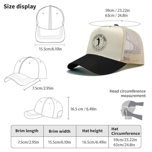 Image of Over Par and Under The Influence Golf Hat - Funny Golf Gag Gifts for Men & Dad | Adjustable Vintage Trucker Baseball Cap