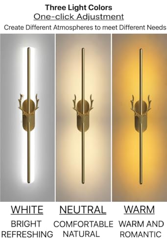 Image of Groeien Modern 3 Color LED Wall Sconce Regal Horn Wall Light for Bedroom Living Room Corridor Lighting Fixtures Wall Mount(Warm+Natural+Coolwhite)(Regal Horn)