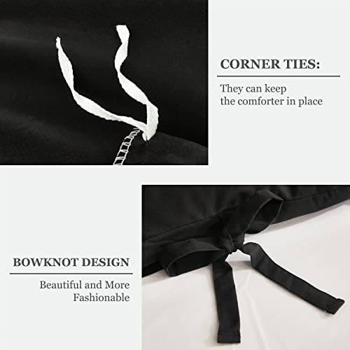 Image of annadaif Black Duvet Cover King Size (104x90 Inch), 3 Pieces Bowknot Ultra Soft Washed Microfiber Bow Tie Duvet Cover Set, Easy Care Bedding Set for Men, Women, Boys and Girls