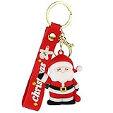 Amaxiu Christmas Keychain, Cute Santa Claus PVC Key Chain Cartoon Xmas Theme Silicone Wristlet Keyring for Girls Women Handbag Schoolbag Pendant Party Decoration (Santa Claus)