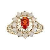 Gin & Grace 14K Yellow Gold With Natural Fire Australian Opal Ring with Diamonds for women | Ethically, authentically & organically sourced (Oval-cut) shaped opal hand-crafted jewelry for her | Fire Opal Ring for women