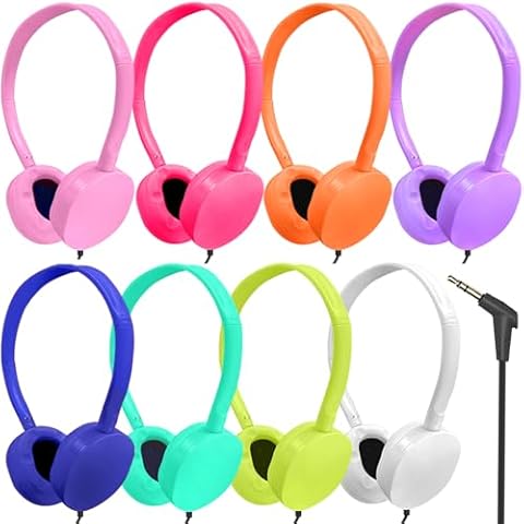 Ladont Bulk Headphones 8 Pack for Kids School Classroom Student Chromebook, On Ear Wired Headphones for Children Boys Girls Adults(8 Mixed Colors) Cover