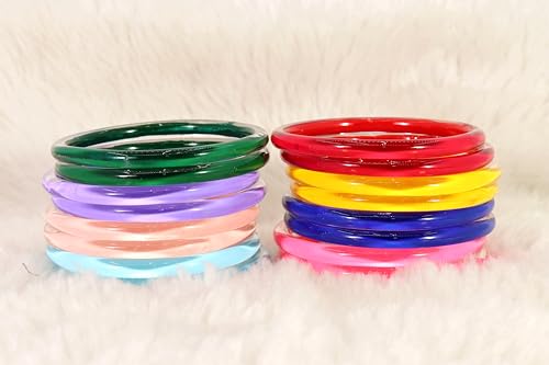 Image of NMII Glass and Silk Thread Zircon Gemstone Bangle Set For Women /Girls