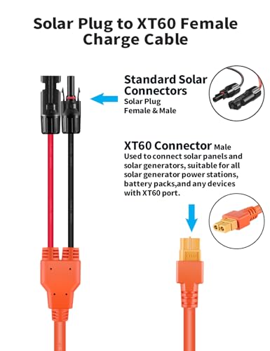 Cabo adaptador de conector solar MC4 para XT60 8 m, cabo de extensão de carga solar 12AWG para estaç