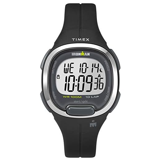 Timex Women's TW5M19600 Ironman Transit Mid-Size Black/Silver-Tone Resin Strap Watch