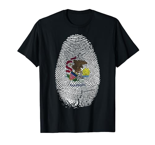 Illinois Flag Fingerprint In my DNA Gift for Illinoisians T-Shirt