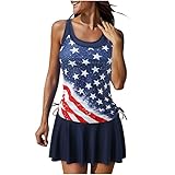 RbCulf Womens Tankini Swimsuit Tank Tops Mini Skirt 2PC Bikini Set Beachwear Bathing Suit for 4th of