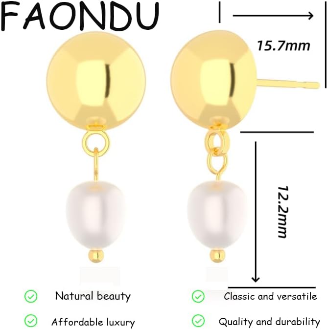 Pearl Earrings for Women, Trendy 14k Gold Plated Drop Hoop Pearl Earrings Dainty Freshwater Leaf Bow Pearl Dangle Earring Elegant Hypoallergenic Bridesmaid Gold Pearl Earrings Wedding Jewelry for Women - Image 6