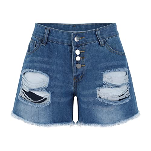 Jean Femme Taille Haute - Jean Adolescent Filles Stretch Sport Jean Oversize Coupe Droite Mini Short en Jean Short en Jean Tendance - Image 6