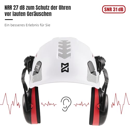 HEARMOR Ear Defenders for Helmet Ear Protectors for Forestry Helmet with Visor and Chainsaw Helmet, red, One Size - Image 4