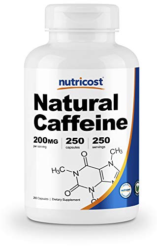 Nutricost Natural Caffeine 200mg, 250 Veggie Capsules - Gluten Free, Non-GMO