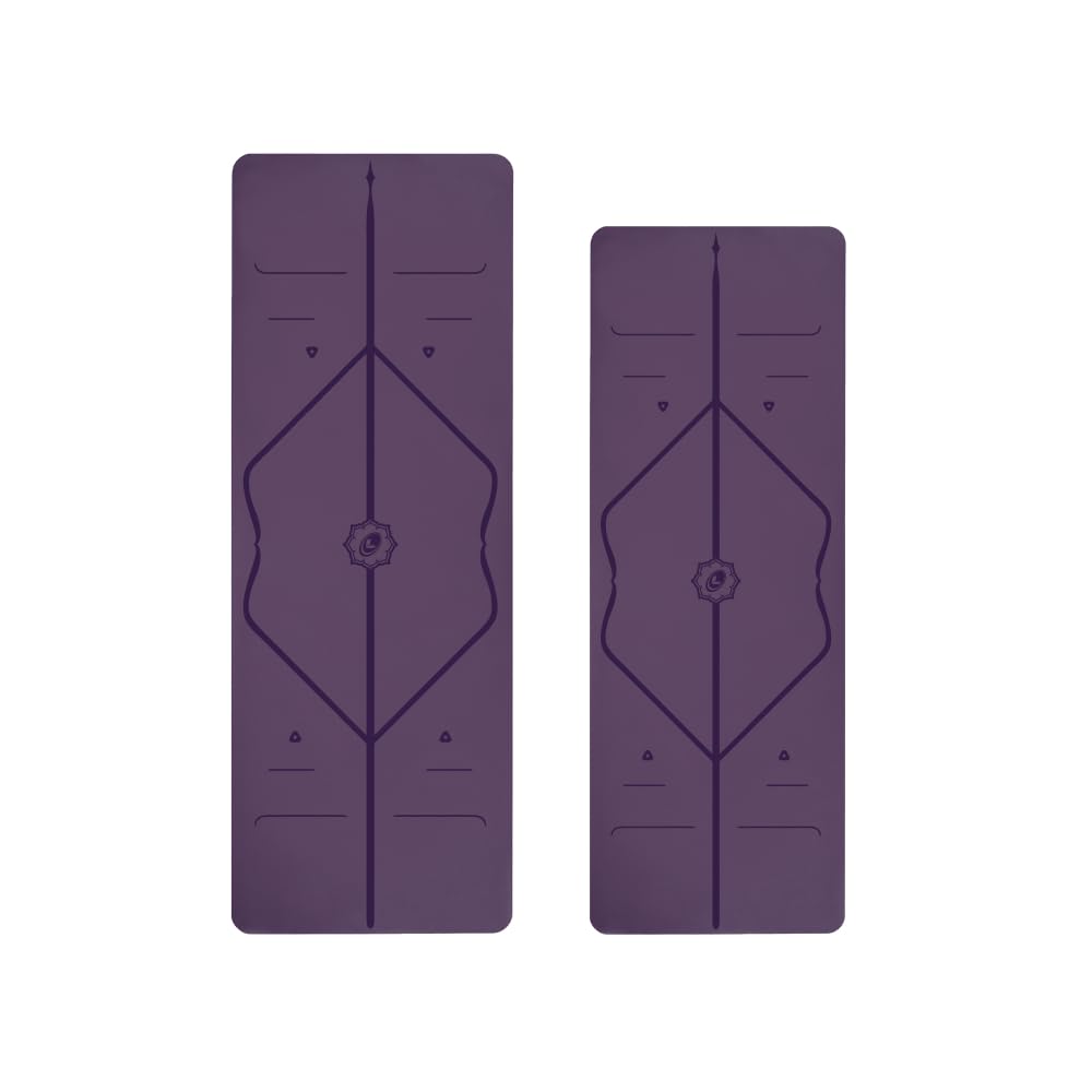 LIFORME Original Yoga Mat Travel Mat Bundle Pack Patented Alignment System Eco-Friendly Non-Slip Warrior-Grip Made with Natural Rubber