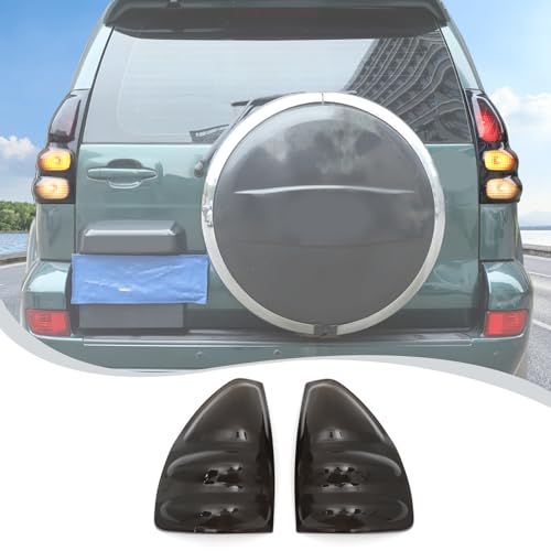 Rear Tail Light Cover Tail Lamp Shell Shade Guard Frame Compatible with Toyota Land Cruiser Prado LC120 J120 2003-2009,Car Taillight Protective Shell Smoke Black Taillight Shell Accessories