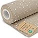 Produktbild Stoff Meterware Baumwollstoff 1 M x 160 cm - Stoffe zum nähen aus reine baumwolle fabric futterstoff dekostoff für patchwork canvas und sewing nähstoff Oeko-Tex Beige mit Weiß Sternen