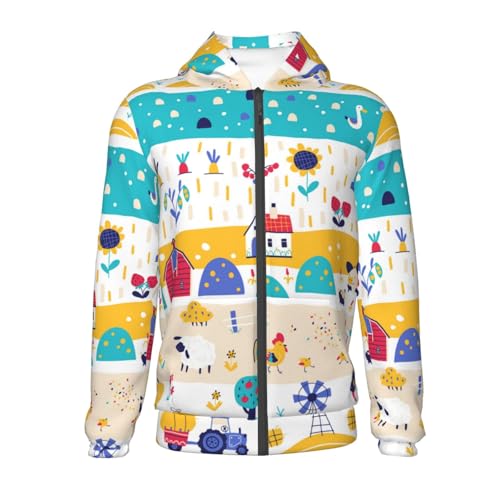 Funny Farm Kid Hoodies Boys Zip Up Sweatshirts Girls Pullover with Pocket2