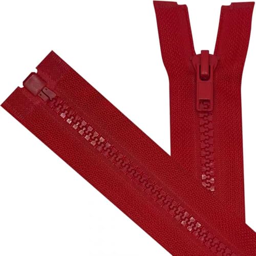 Image of ANPURZII 2PCS #5 5 Inch Red Separating Jacket Zippers for Sewing Coats, Molded Plastic Bulk Zippers(Red 5 inch 2PCS)