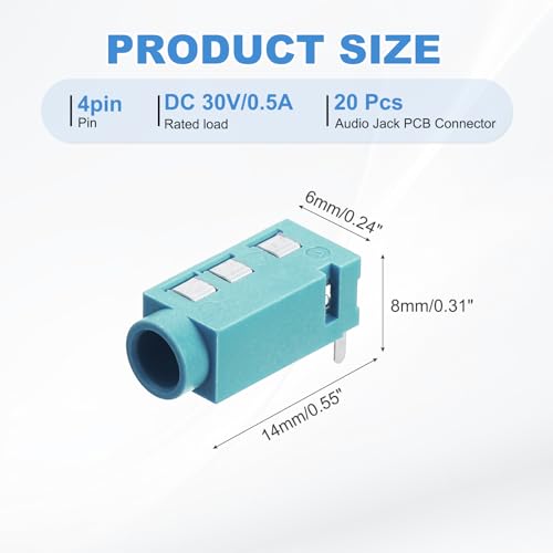 uxcell 10 piezas conector jack estéreo 1/8" 3.5mm 4 pines miniatura 2