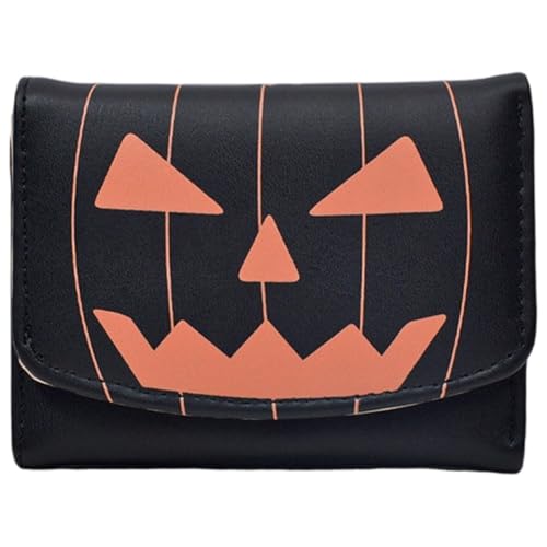 Simamile カボチャ ウォレット 財布 三つ折り ボタン留め カードケース Puレザー 小銭入れ ハロウィン 女性用 男性用