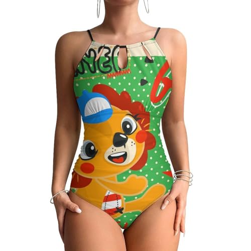 Maillots de bain une pièce gainant Lion Footballeur avec effet ventre plat