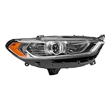 PHILTOP Headlights Assembly Compatible with 2013-2016 Ford Fusion,Chrome Housing Clear Lens Amber Reflector Halogen HeadlampsRight & Passenger Side