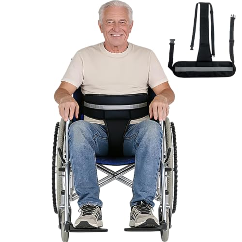 Image of Wheelchair Seatbelt,Wheelchair Harness for Adults,T-Shape Chair Waist Lap Strap with Easy Release Buckles,Suitable for Dementia Patients,Adults,The Elderly,Pregnant,Paralyzed(Black)