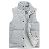 [Ｋａｙｉｙａｓｕ] ダウンベスト メンズ ベスト 大きいサイズ M-4XL 防寒 暖かい 中綿ベスト 立ち襟 アウター 部屋着 アウトドア ゴルフ 欧米風 男女兼用 秋 冬 (グレー, L)