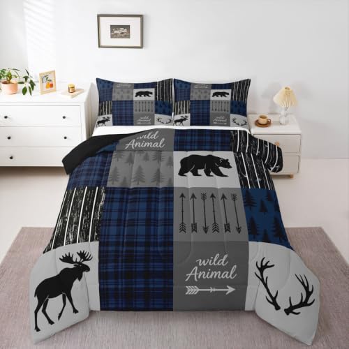Feelyou Bear Wild Animal Comforter Set Full Size Boys Girls Kids Bedding