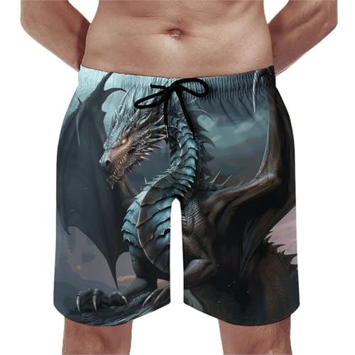 Men's Swim Trunks Quick Dry Board Shorts with Pockets Beach Shorts Cool Dragon Bathing Suits for Men