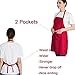 LOYHUANG Total 6PCS Red Aprons Bulk for Women Unisex Plain Colour Bib Aprons with 2 Front Pockets Washable Apron for Painting Cooking Baking Kitchen Restaurant Crafting