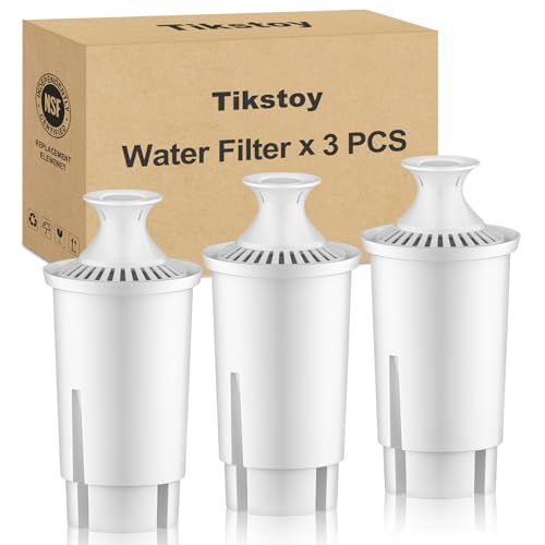 Tikstoy Water Fiter Replacement Fit for Brita Water Filter & Pitchers, Water Pitcher Filter Compatible with Brita Classic, Mavea, Ob03, 107007 35557, Reduce Chlorine and Heavy Metals (3)