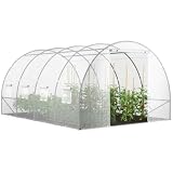 IDMarket – Invernadero de jardín tipo túnel (12 m² , 3 x 4 m), color blanco translúcido