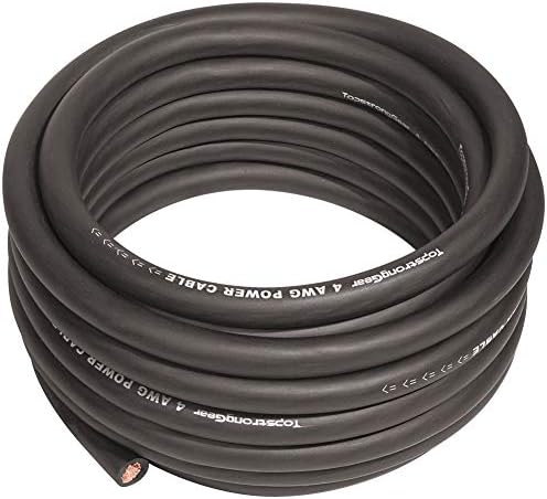 TOPSTRONGGEAR 4 Gauge Black 25ft Power/Ground Wire True 4 AWG Power Wire-True Spec and Soft Touch Cable (Black)
