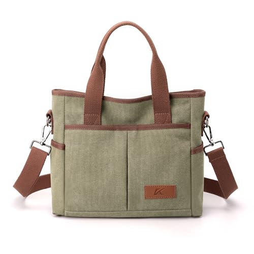 Image of Crossbody Bags for Women Trendy Small Canvas Hobo Tote Top-handle Handbag Multi-pocket Casual Going Out Purse Satchel