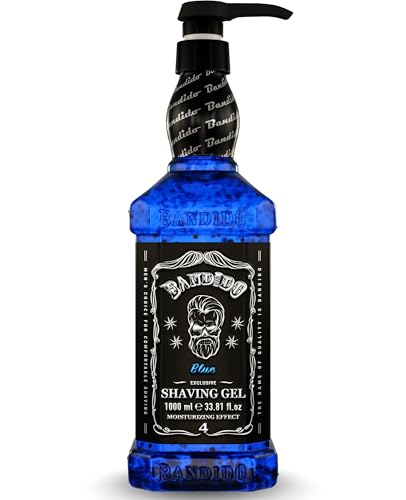 Bandido Gel de Afeitar Transparente Azul 1000ml | Gel Profesional para Barba y Afeitado Preciso | Fórmula Hidratante y Protectora | Cuidado Masculino para Piel Suave