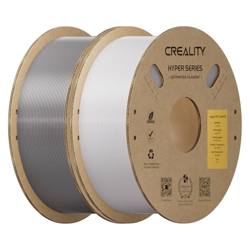 Image of Creality Hyper PETG Filament 1.75mm Bundle 2KG, High-Speed PETG for 30-600mm /s Printing, Low Stringing, Strong Layer Adhesion, + /- 0.03mm Accuracy,Fits for Most FDM 3D Printers(White&Grey 2-Pack)