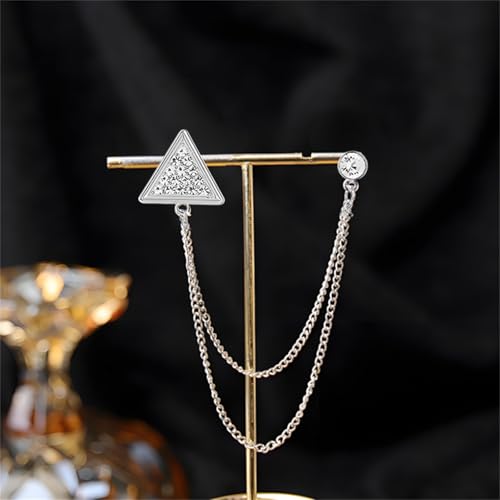 Image of 2PCS Crystal Hanging Chain Brooch Suit Pin for Men Women Vintage Crown Cross Star Diamond Broochs Gold and Silver Wedding Brooch for Clothes Dress Hats Bags Accessory