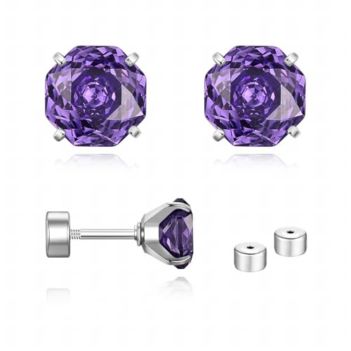Hypoallergenic Surgical Steel Zircon Flat Back Screw Stud Earrings
