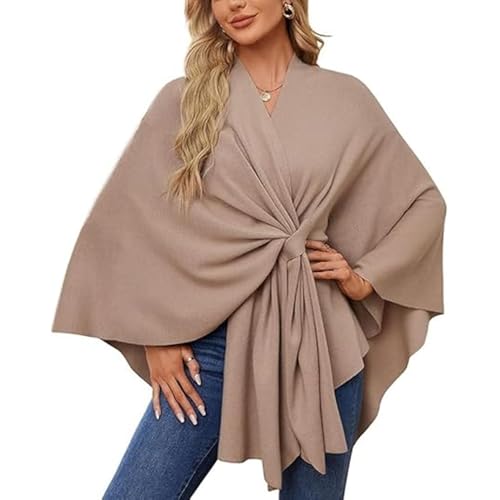 Consolidateh Shawl Sweater，Elegant Shawl Wraps Soft Open Front Sweater, Cross Front Knit Sweater for Office