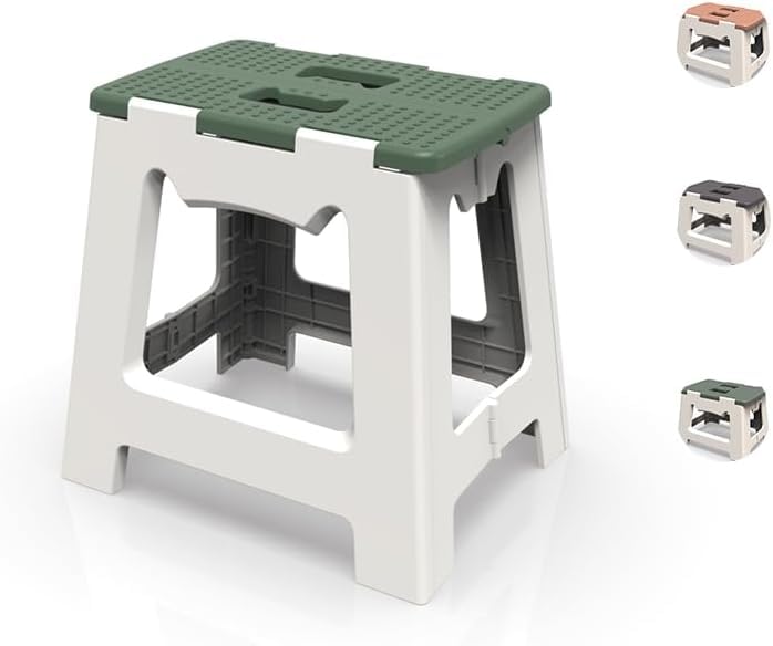 Jukkre Multipurpose Folding Step Stool for Home, Kitchen, Bathroom, Garage Durable Plastic Construction with Non-Slip Top Lightweight, Space-Saving, Easy to Store Ideal for Kids and Adults (Green)-picture-17